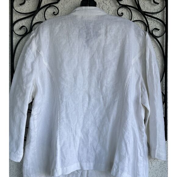 Chicos Linen Boho Beaded Jacket - Size 3/ XL Or 16 - White/ Tan Beads - Picture 6 of 9